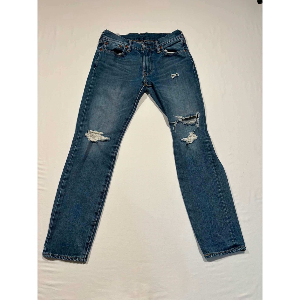 Levis‎ 512 Slim Taper Distressed Blue Denim Jeans Mens W29 L30 Medium Wash